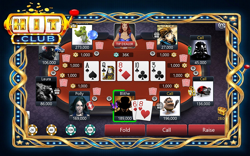 Bàn đấu Texas Hold’em tại Hitclub với chip cược