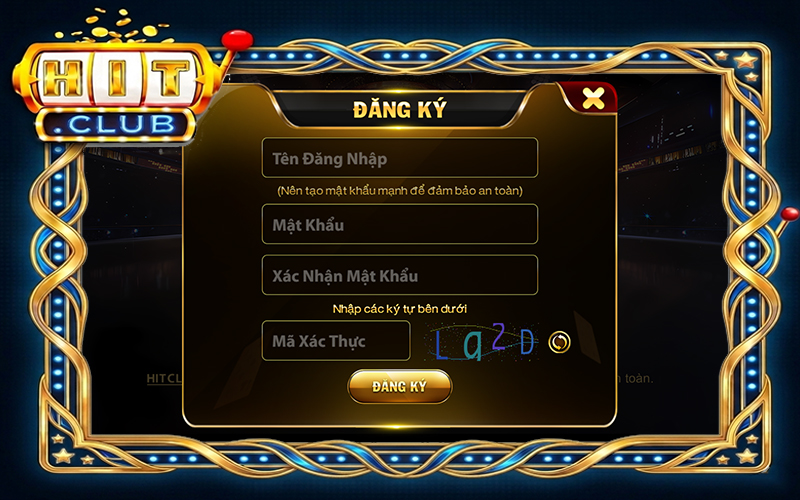 Form đăng ký Hitclub trên máy tính nhập thông tin cơ bản